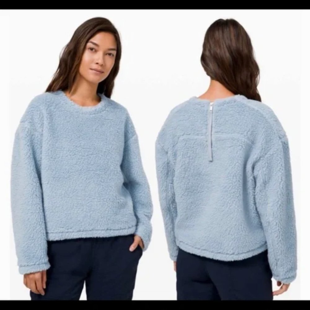 Lululemon Wool Whenever Crew Sweater Chambray Sherpa Blue Size 4